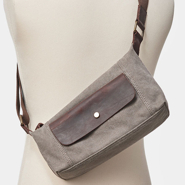 Cool Canvas Leather Mens Sling Bag Chest Bag One Shoulder Pack for men - iwalletsmen