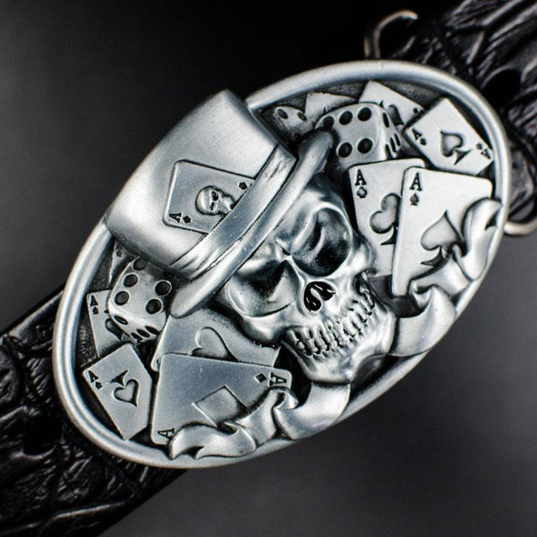 Handmade Genuine Leather Punk Rock Skull Mens Cool Men Biker Trucker Leather Belt