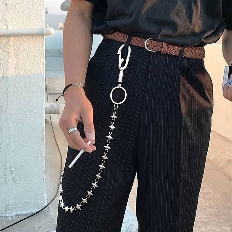 Cool Men's Spike Hip Hop Long Stainless Steel Pants Chain Biker Wallet Chain For Men - iwalletsmen