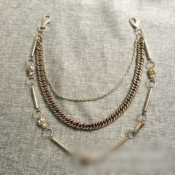 Badass Men's Silver Skull Triple Pants Chain Punk BIker Wallet Chain For Men - iwalletsmen