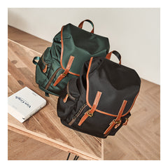 Fashion Black Nylon Leather Mens Backpack Nylon Travel Backpack Green Nylon School Backpack for Men - iwalletsmen