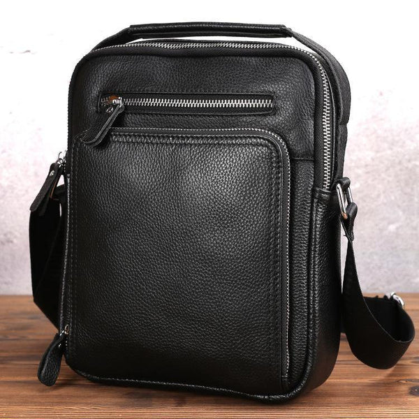 BADASS Black LEATHER MENS Ipad Vertical SIDE BAG COURIER BAG Vertical MESSENGER BAG FOR MEN - iwalletsmen