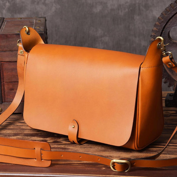 Handmade Leather Mens Cool Shoulder Bag Messenger Bag Chest Bag Bike Bag Cycling Bag for men