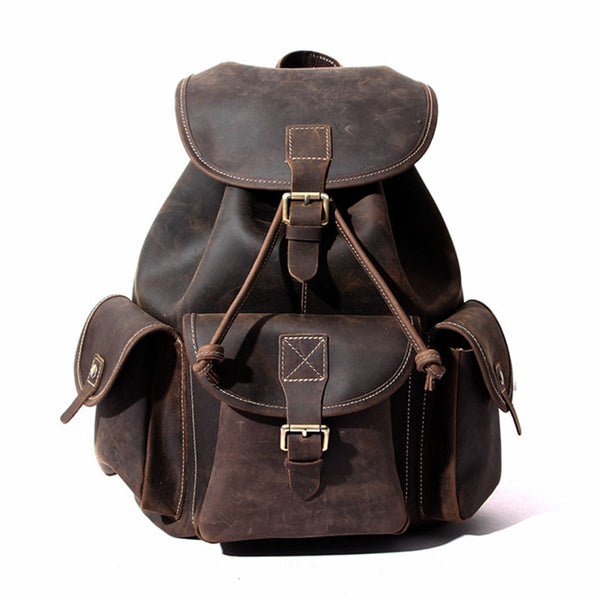 Cool Leather Mens Backpacks Travel Backpack Leather School Backpack for Men - iwalletsmen