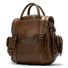 Vintage Mens Leather Small Backpack Handbag Briefcase Shoulder Bag for Men - iwalletsmen