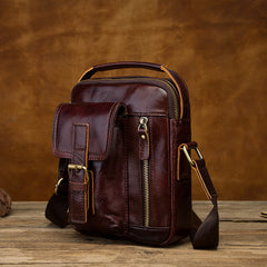 Vintage Black Leather Men's Small Side Bag Handbag Shoulder Bag For Men - iwalletsmen