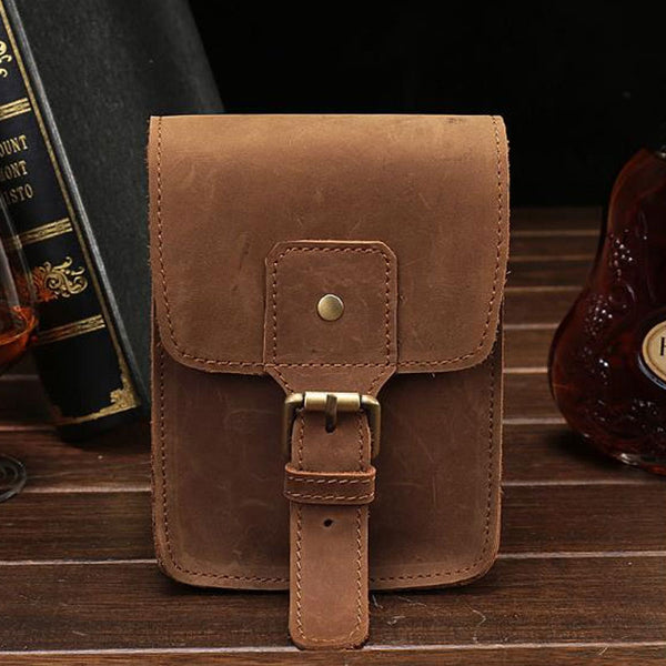 Cool Leather Mens Cigarette Case with Belt Loop Cell Phone Holster Belt Pouch for Men - iwalletsmen