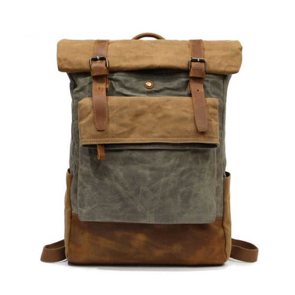 Waxed Canvas Mens Travel Backpacks Canvas School Backpacks Laptop Backpack for Men - iwalletsmen