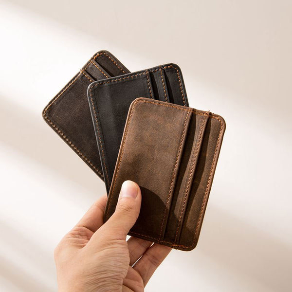 Mens Leather Slim Cards Holder Front Pocket Wallets Card Wallet for Men - iwalletsmen