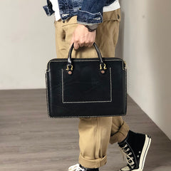 Fashionable Handmade Leather Mens Cool Small Business Bag Messenger Bag Briefcase Work Bags Laptop Bag for men - iwalletsmen