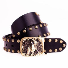 Handmade Genuine Leather Punk Rock Elephant Mens Cool Men Biker Trucker Leather Belt