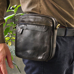 Small Mens Leather Belt Pouch Side Bag Belt Case Waist Pouch Holster for Men - iwalletsmen