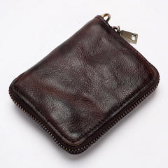 Dark Gray Handmade Leather Mens Small Wallet billfold Wallet Card Wallet For Men - iwalletsmen