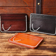 Handmade Mens Cool billfold Leather Wallet Men Small Card Slim Wallets for Men