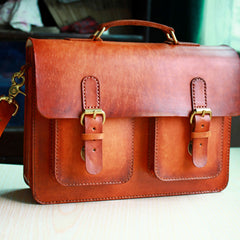 Cool Handmade Leather Mens Messenger Bag Briefcase School Bag for men - iwalletsmen