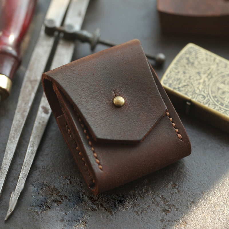 Brown Handmade Leather Mens Zippo Lighter Case With Belt Loop Zippo  Standard Lighter Holders For Men - iwalletsmen