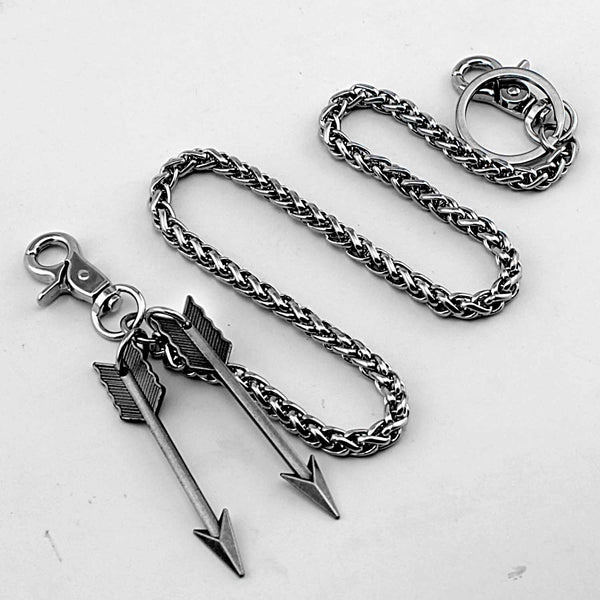 Silver Double Arrow Key Chain Pants Chain Long Wallet Chain Biker Wallet Chain For Men - iwalletsmen