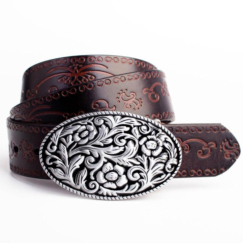 Handmade Genuine Leather Punk Rock Floral Mens Cool Men Biker Trucker Leather Belt