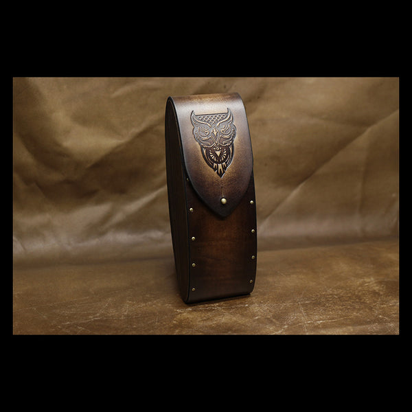 Handmade Mens Womens Tooled The All-Seeing Eye Owl Wooden Leather Glasses Case Glasses Box Glasses Holder Eyeglass Case