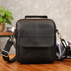 Cool Coffee Small Leather Mens Side Bag Messenger Bag Shoulder Bag for Men - iwalletsmen