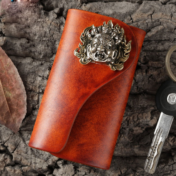 Handmade Leather Mens Cool Key Wallet Car Key Holder Car Key Case for Brown Men - iwalletsmen