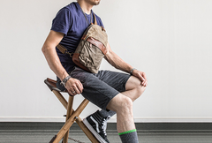 Canvas Leather Mens Cool Chest Bag Sling Bag Crossbody Bag Travel Bag Hiking Bag for men - iwalletsmen