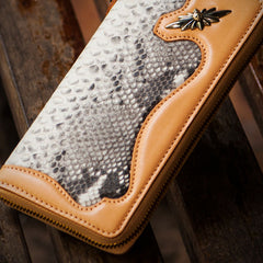 Handmade Leather Mens Chain Biker Wallet Cool Leather Wallet Long Clutch Wallets for Men