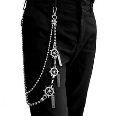 31'' Metal BIKER SILVER WALLET CHAIN Beaded LONG PANTS CHAIN