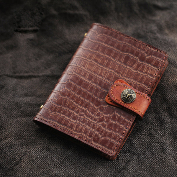 Brown Handmade Leather A7 Journal Travel Notepad Brown Notebook For Men - iwalletsmen