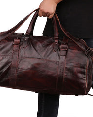 Vintage Leather Mens Large Weekender Bag Travel Bag Duffle Bags - iwalletsmen