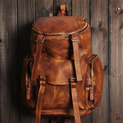 Handmade Leather Mens Cool Backpack Sling Bag Large Travel Bag Hiking Bag for men