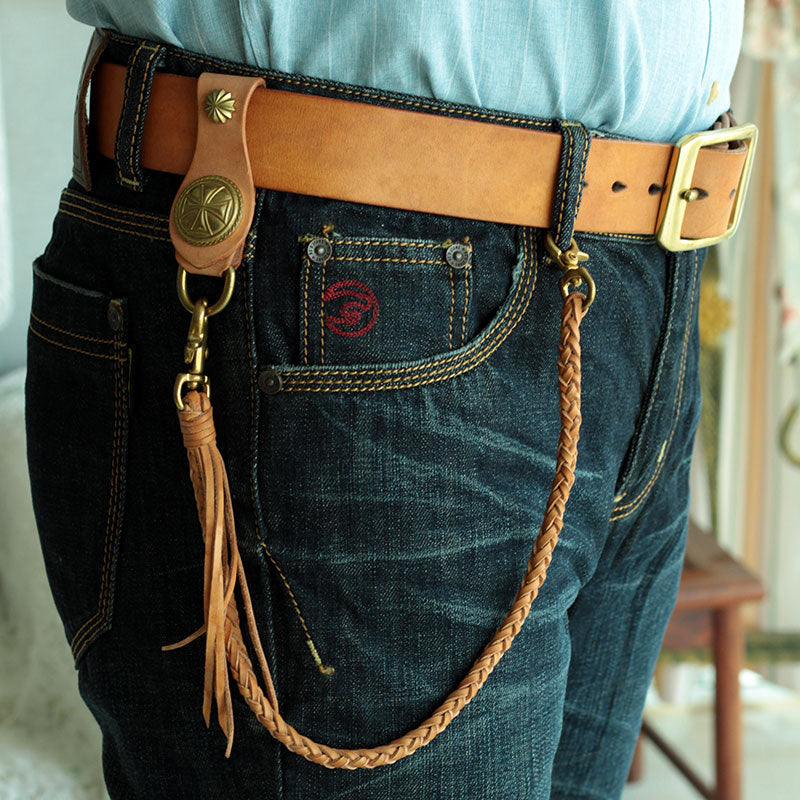 Cool Men's handmade Braided Chain Biker Wallet Chain Leather Pants For Men - iwalletsmen
