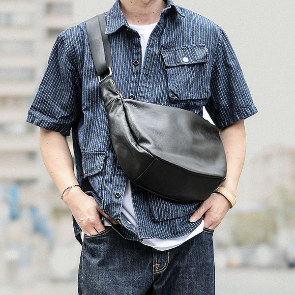 Black Leather Mens Saddle Courier Bag Messenger Bag Black Postman Bag For Men - iwalletsmen
