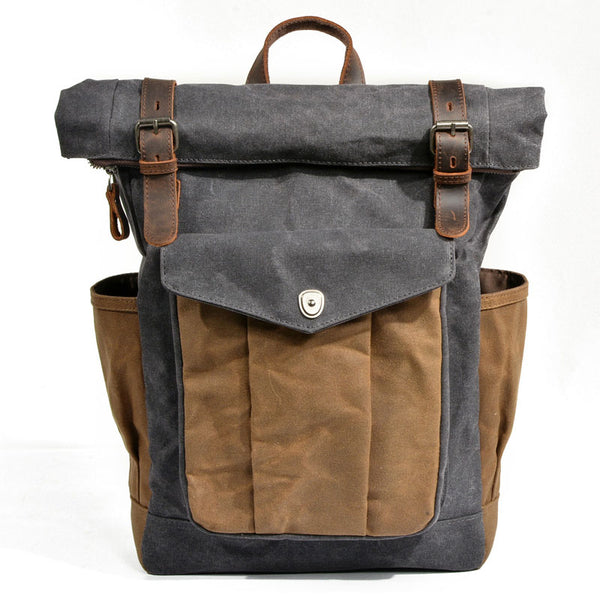 Waxed Canvas Mens Backpack Canvas Travel Backpacks Canvas School Backpack for Men - iwalletsmen