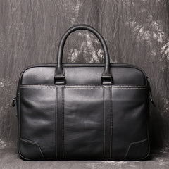 Black Leather Mens 15 inches Large Laptop Work Bag Handbag Briefcase Shoulder Bags Business Bags For Men - iwalletsmen