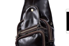 Leather Cool Chest Bag Sling Bag Sling Crossbody Bag Sling Travel Bag Hiking Bag For Mens - iwalletsmen