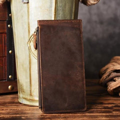 Handmade Leather Mens Cool Long Leather Wallet Card Clutch Wallet for Men - iwalletsmen