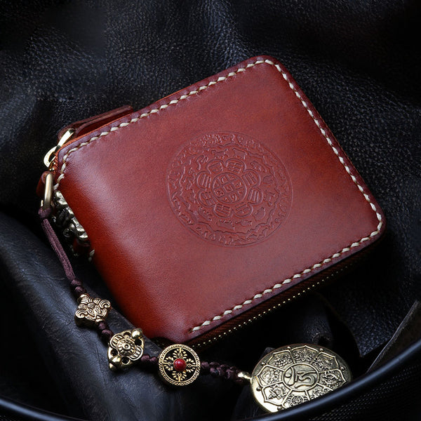 Handmade Leather Mens Chain Biker Wallet Cool Leather Wallet Small Wallets for Men