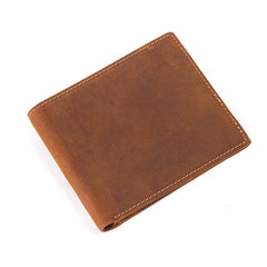 Slim Brown Leather Men's Bifold Small Wallet billfold Front Pocket Wallet For Men - iwalletsmen