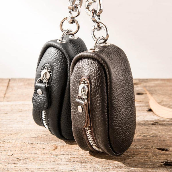 Black Leather Mens Small Car Key Wallets Brown Key Holder Car Key Pouch For Men - iwalletsmen