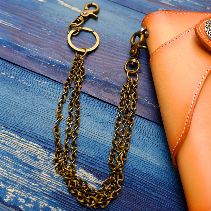 ZJ Cool Men's Brass Pants Chain Gold Punk Fashion Gold Wallet Chains for Men Gold / A