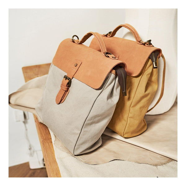 Canvas Leather Mens Womens Backpack Messenger Backpack Satchel Bag Canvas School Backpack for Men Women - iwalletsmen