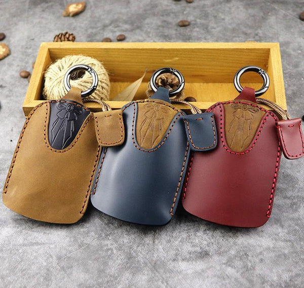 Brown Leather Draw Men and Women's Key Wallet Wine Red Key Case Car Car Key Holder For Men - iwalletsmen