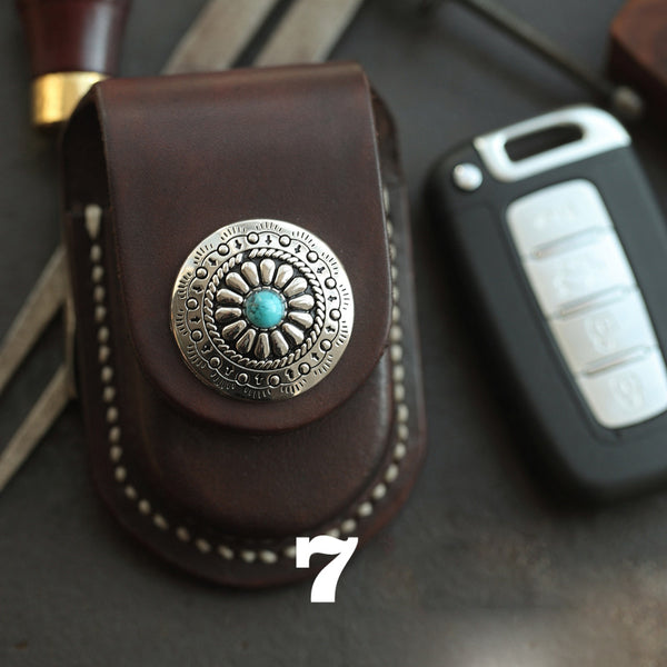 Dark Brown Handmade Genuine Leather Mens Car Key Case Car Key Holder For Men - iwalletsmen
