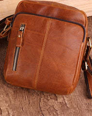 Cool Brown Leather Mini Messenger Bags Small Tablet Messenger Bag Side Bag For Men - iwalletsmen