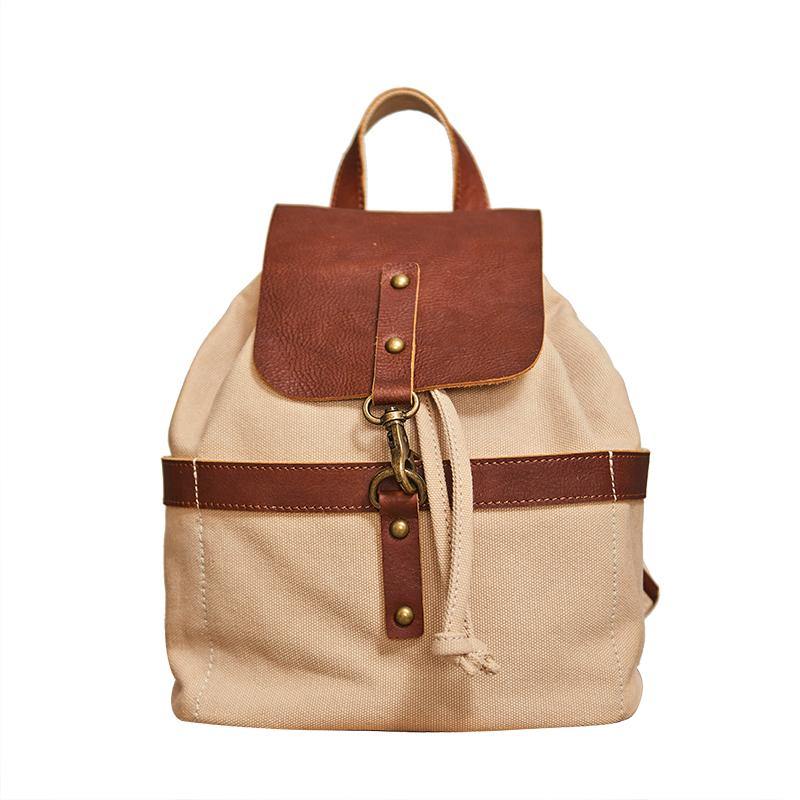 Canvas Leather Mens Womens Backpack Travel Backpack Blue Satchel Rucksack Canvas School Backpack for Men Women - iwalletsmen