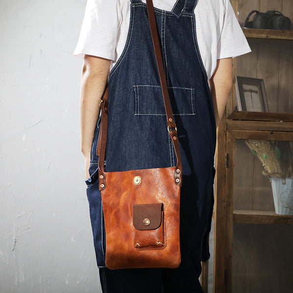Vintage Tan Handmade LEATHER MEN'S Side BAG Courier Bag MESSENGER BAG Black Leather Postman BAG FOR MEN - iwalletsmen