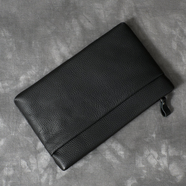 Black Leather Mens Business Clutch Bag Mini Tablet Clutch Wallet For Men - iwalletsmen
