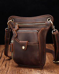 Cool Leather Small Side Bag Messenger Bag Waist Bag Small Shoulder Bag For Men - iwalletsmen