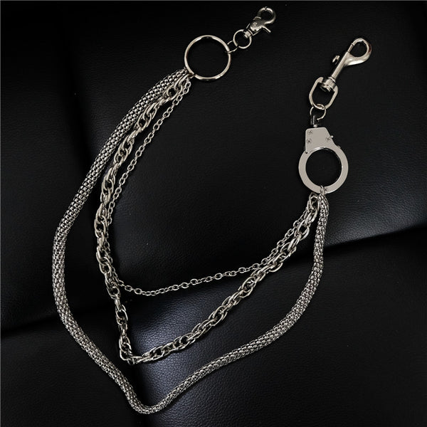 Cool Men's Silver Triple Fashion Long Punk Biker Wallet Chain Pants Chain For Men - iwalletsmen
